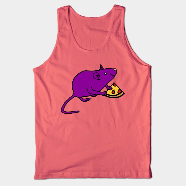 Funny Purple Rat with Pizza Slice Tank Top by ellenhenryart